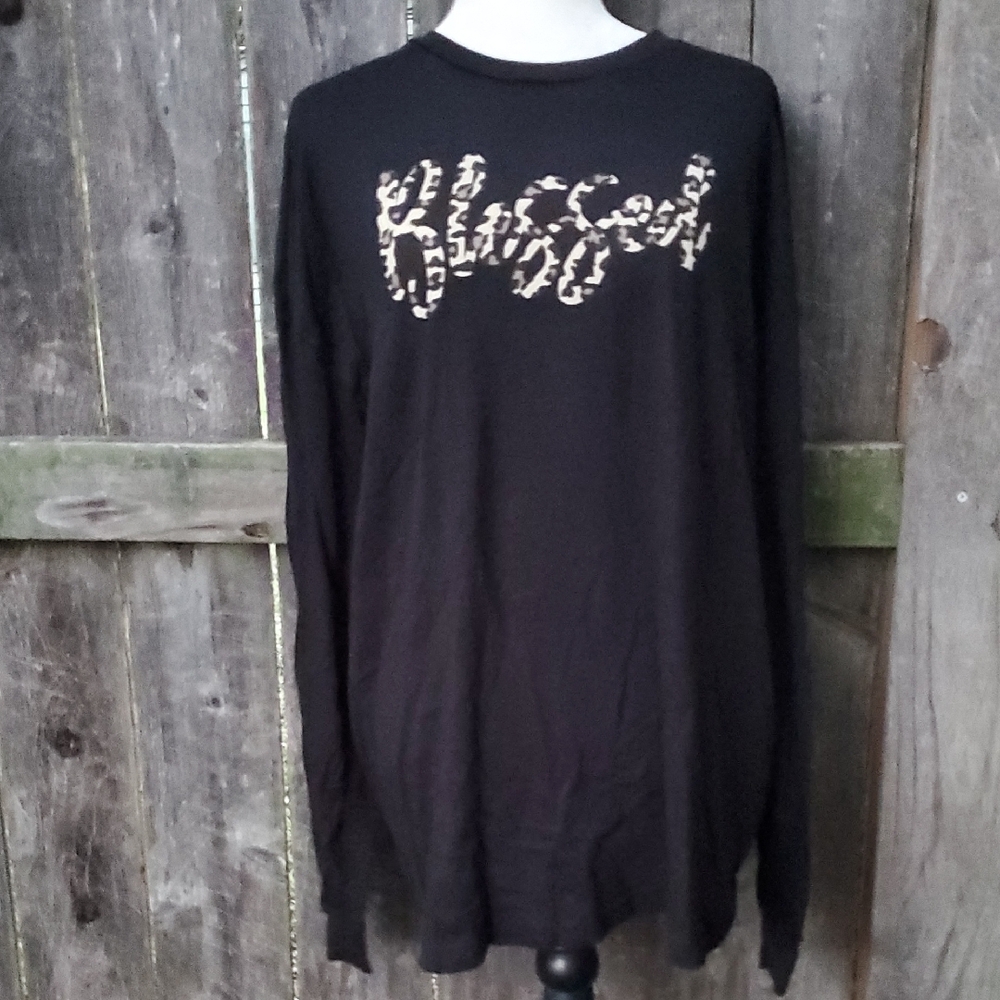 LIF Apparel Black Long Sleeve Blessed Shirt Animal Print Adult XL